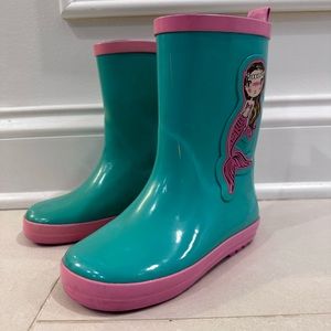 Wippette Girls Teal Pink Mermaid Rain Boots size kids 8